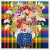 Caroline Larsen, Flowers with Plaid Version 2, 2022; Hand-Embellished, Signed, and Numbered Limited Edition Print