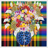 Caroline Larsen, Flowers with Plaid Version 2, 2022; Hand-Embellished, Signed, and Numbered Limited Edition Print