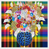 Caroline Larsen, Flowers with Plaid Version 2, 2022; Hand-Embellished, Signed, and Numbered Limited Edition Print