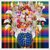Caroline Larsen, Flowers with Plaid Version 2, 2022; Hand-Embellished, Signed, and Numbered Limited Edition Print