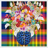 Caroline Larsen, Flowers with Plaid Version 4, 2022; Hand-Embellished, Signed, and Numbered Limited Edition Print