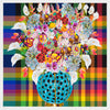 Caroline Larsen, Flowers with Plaid Version 4, 2022; Hand-Embellished, Signed, and Numbered Limited Edition Print