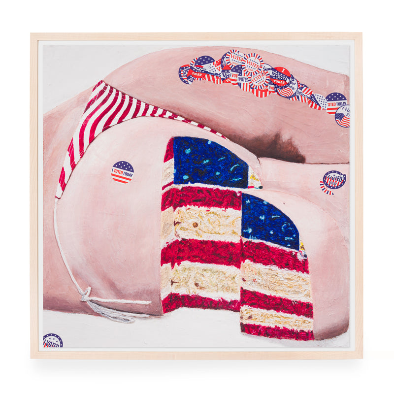 Gina Beavers, American Flag Sponge Butt Cake, 2024; Limited Edition Print