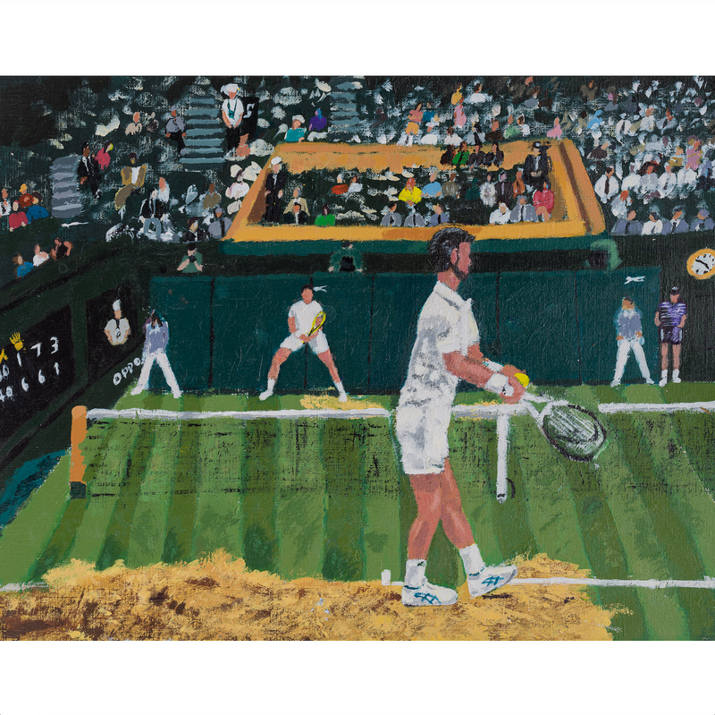 Shaun Ellison, Djokovic vs Alcaraz, Wimbledon Final, 2023; Original Painting