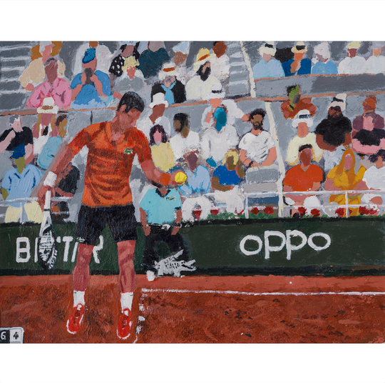 Shaun Ellison, Djokovic, French Open Final, 2023; Original Painting