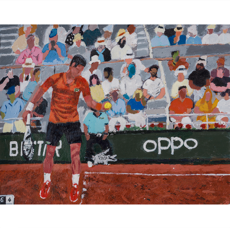 Shaun Ellison, Djokovic, French Open Final, 2023; Original Painting