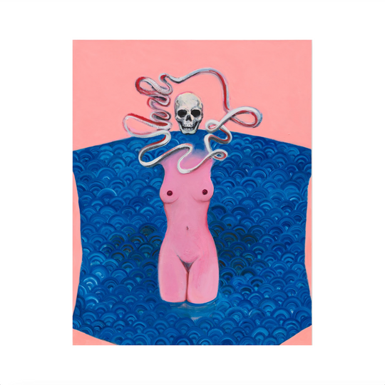 Becky Kolsrud, Floating Skull, 2022; Original Painting