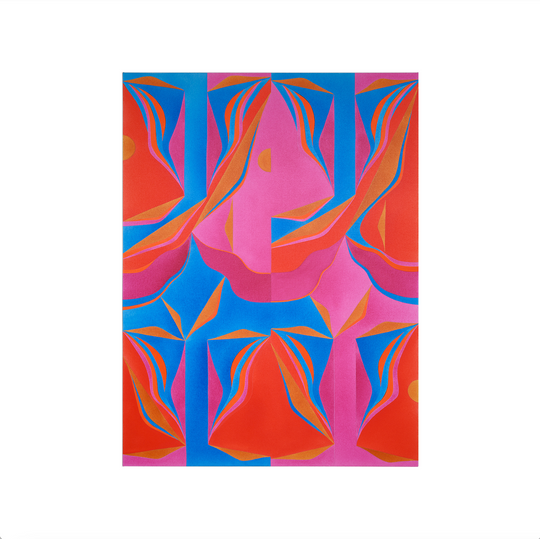 Margaux Ogden, Bathers (Cyan, Pyrrole Red, Orange & Magenta), 2024; Original Painting