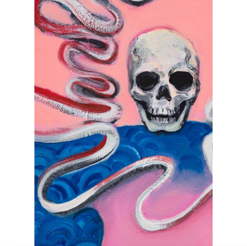 Becky Kolsrud, Floating Skull, 2022; Original Painting