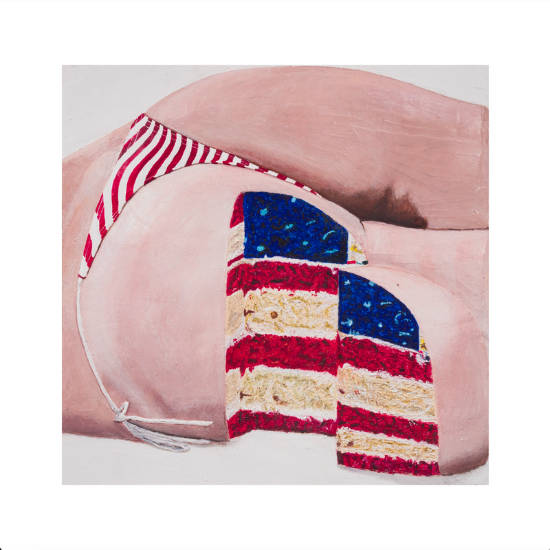 Gina Beavers, American Flag Sponge Butt Cake, 2024; Limited Edition Print