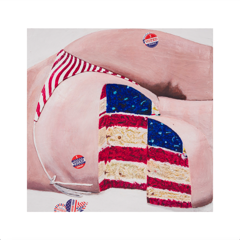 Gina Beavers, American Flag Sponge Butt Cake, 2024; Limited Edition Print