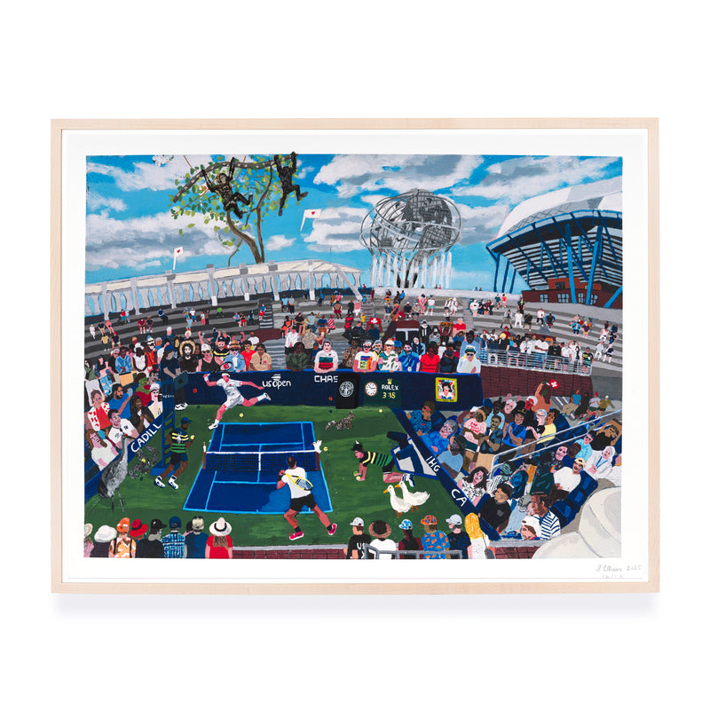 Shaun Ellison, US Open, Federer vs. Nadal, 2025; Hand-Embellished, Signed, and Numbered Limited Edition Print