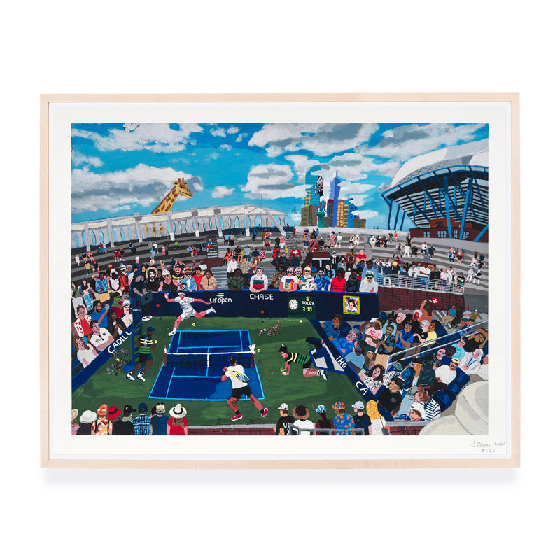 Shaun Ellison, US Open, Federer vs. Nadal, 2025; Hand-Embellished, Signed, and Numbered Limited Edition Print
