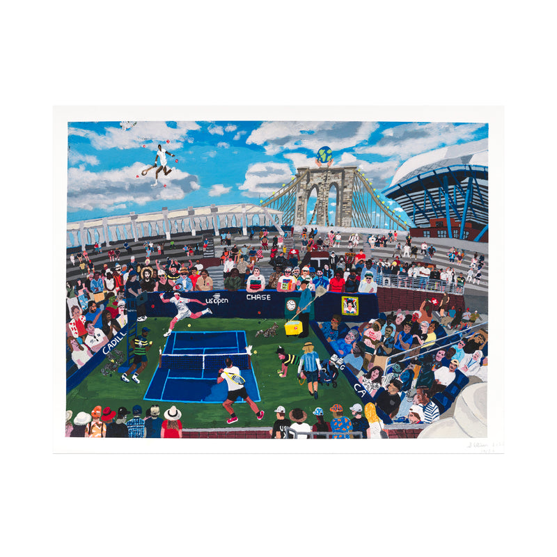 Shaun Ellison, US Open, Federer vs. Nadal, 2025; Hand-Embellished, Signed, and Numbered Limited Edition Print