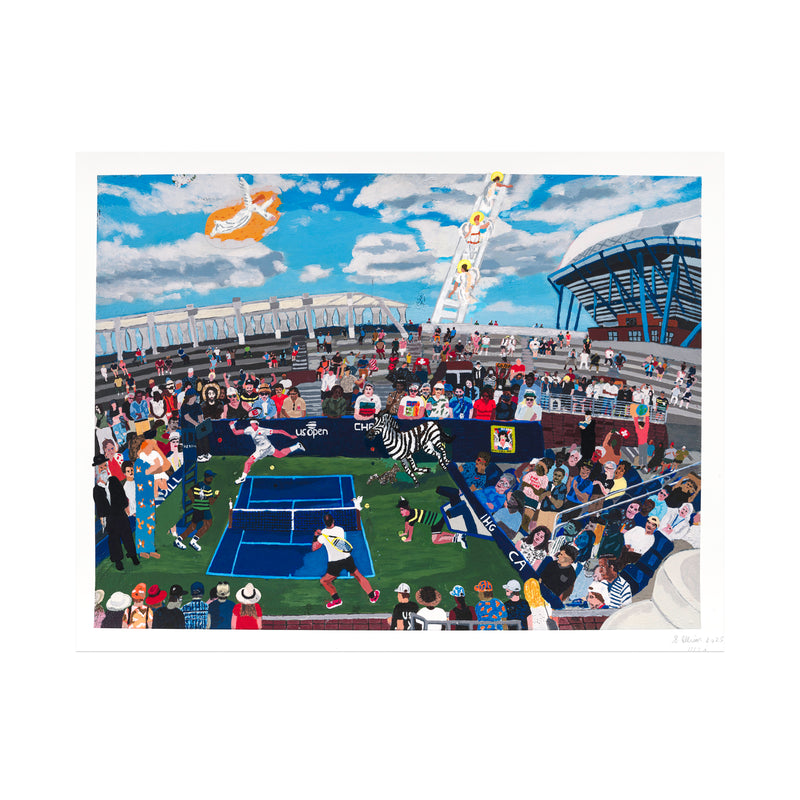 Shaun Ellison, US Open, Federer vs. Nadal, 2025; Hand-Embellished, Signed, and Numbered Limited Edition Print