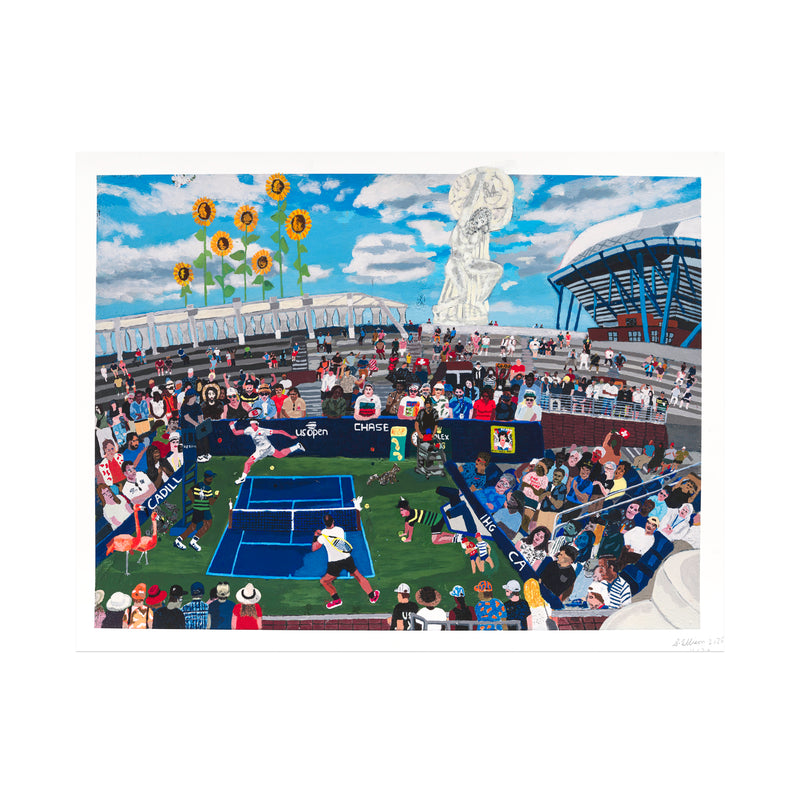 Shaun Ellison, US Open, Federer vs. Nadal, 2025; Hand-Embellished, Signed, and Numbered Limited Edition Print