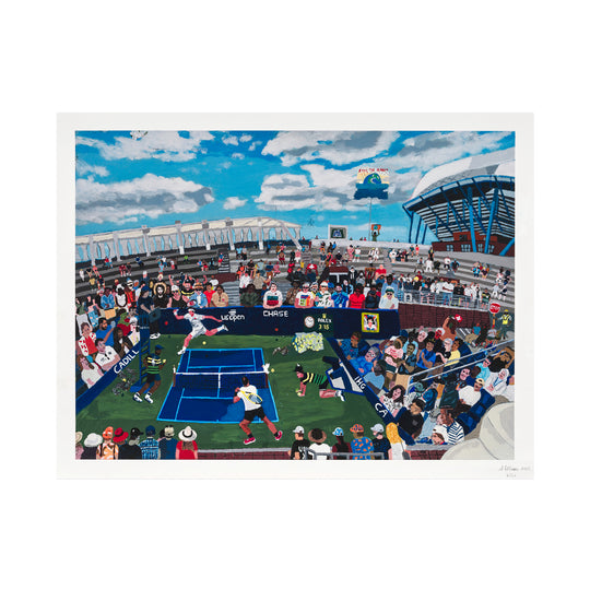 Shaun Ellison, US Open, Federer vs. Nadal, 2025; Hand-Embellished, Signed, and Numbered Limited Edition Print
