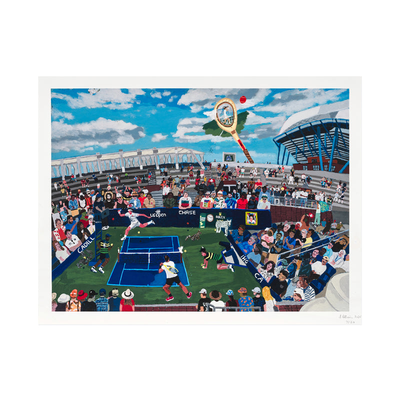 Shaun Ellison, US Open, Federer vs. Nadal, 2025; Hand-Embellished, Signed, and Numbered Limited Edition Print