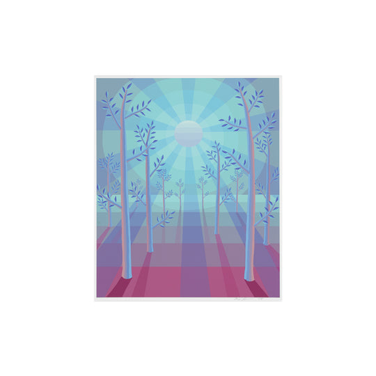 Amy Lincoln, Trees and Moon Rays (Blue, Cyan and Magenta), 2023; Limited Edition Print
