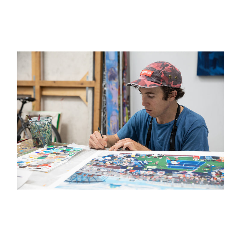 Shaun Ellison, US Open, Federer vs. Nadal, 2025; Hand-Embellished, Signed, and Numbered Limited Edition Print