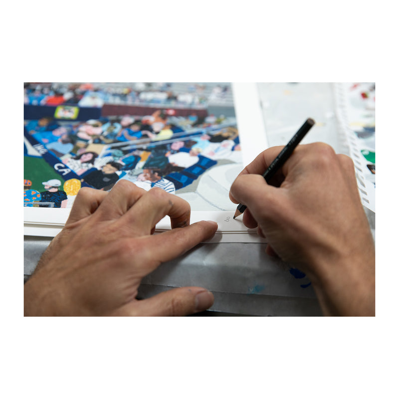 Shaun Ellison, US Open, Federer vs. Nadal, 2025; Hand-Embellished, Signed, and Numbered Limited Edition Print