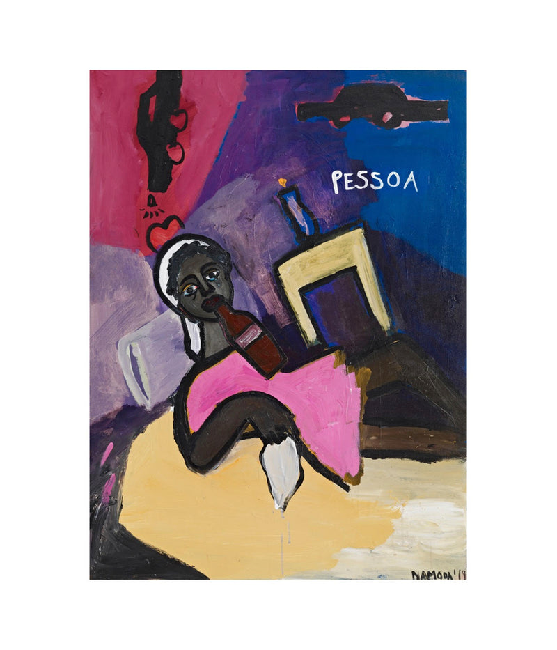 Cassi Namoda, Sad Maria Reads Pessoa, 2019; Hand-Embellished Artist Proof