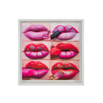 Gina Beavers, Florescent Lip, 2021; Hand-Embellished, Signed, and Numbered Limited Edition Print - Artist Proof, Shadowbox-Framed in White Wood