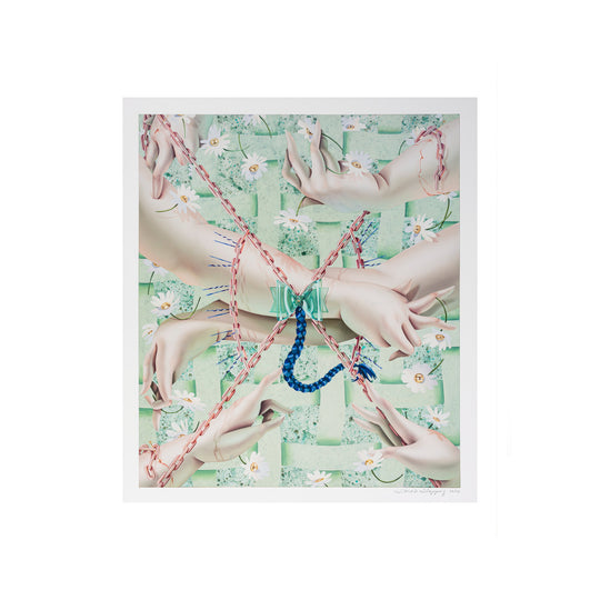 Sarah Slappey, Daisy Chain, 2022; Limited Edition Print, Framed in White Wood
