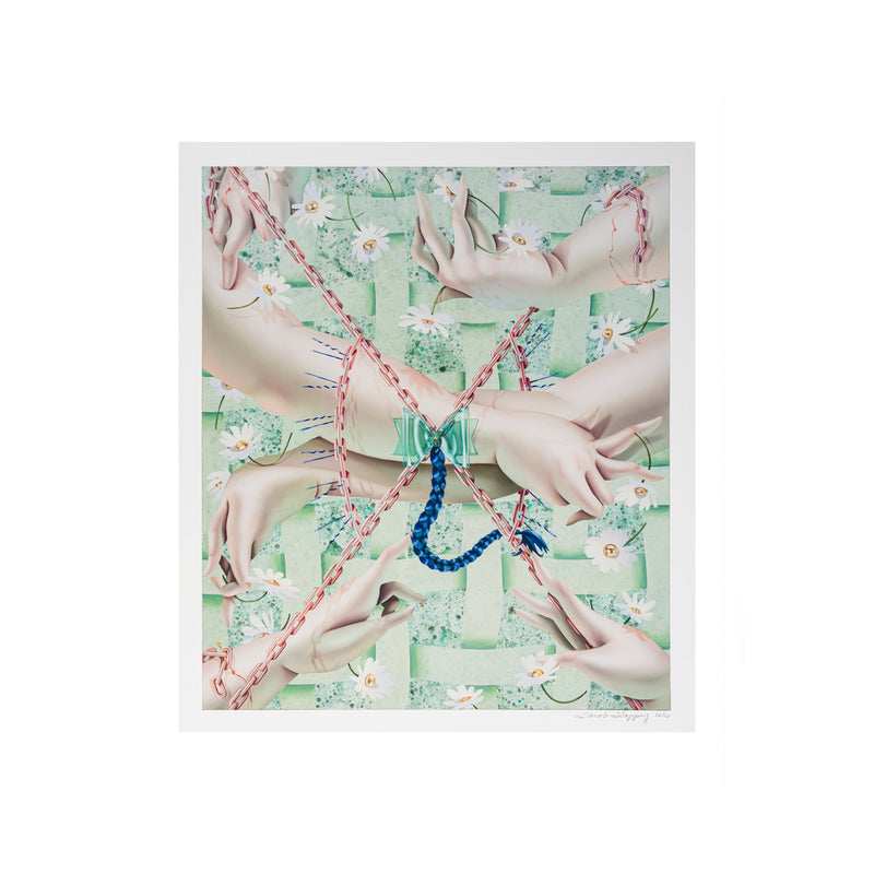 Sarah Slappey, Daisy Chain, 2022; Limited Edition Print, Framed in White Wood